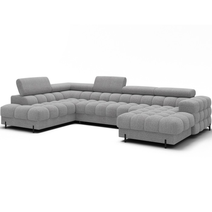 Canapé panoramique convertible Gris clair angle gauche FERARIA 358x93x202cm 