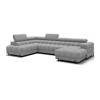 Canapé panoramique convertible Gris clair angle gauche FERARIA 358x93x202cm 
