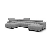 Canapé panoramique convertible Gris clair angle gauche FERARIA 358x93x202cm 