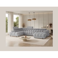 Canapé panoramique convertible Gris clair angle gauche FERARIA 358x93x202cm 