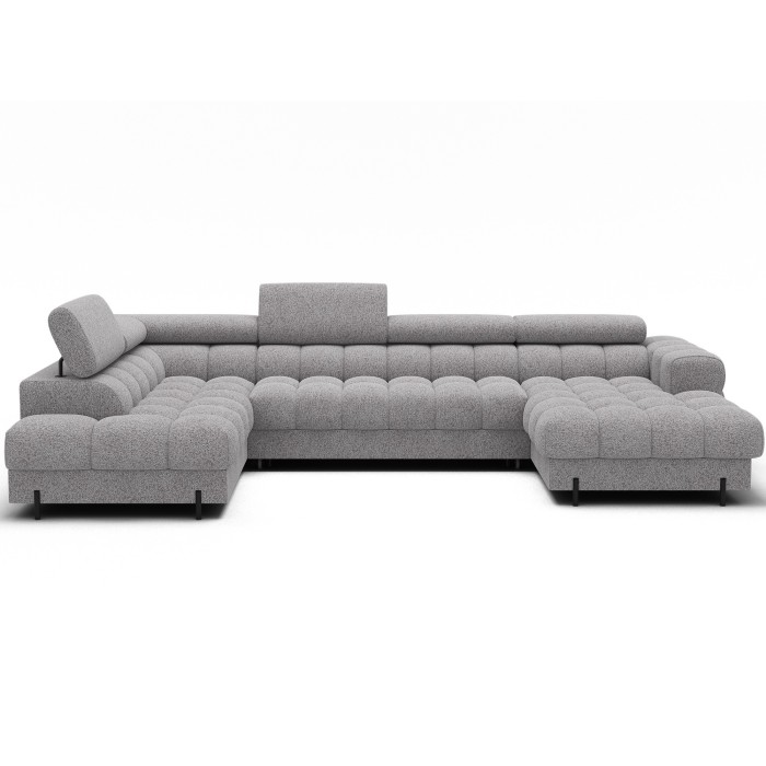 Canapé panoramique convertible Gris clair chiné angle gauche FERARIA 358x93x202cm 