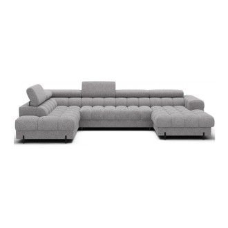 Canapé panoramique convertible Gris clair chiné angle gauche FERARIA 358x93x202cm 