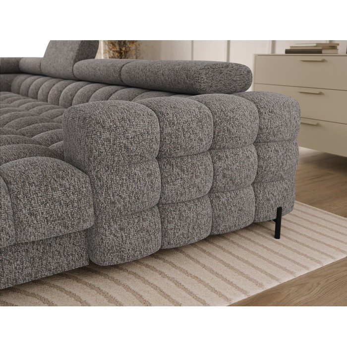 Canapé panoramique convertible Gris clair chiné angle gauche FERARIA 358x93x202cm 