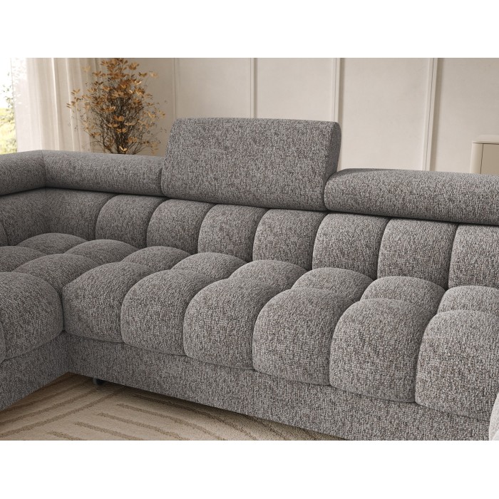 Canapé panoramique convertible Gris clair chiné angle gauche FERARIA 358x93x202cm 