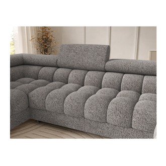 Canapé panoramique convertible Gris clair chiné angle gauche FERARIA 358x93x202cm 