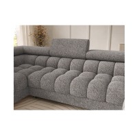 Canapé panoramique convertible Gris clair chiné angle gauche FERARIA 358x93x202cm 