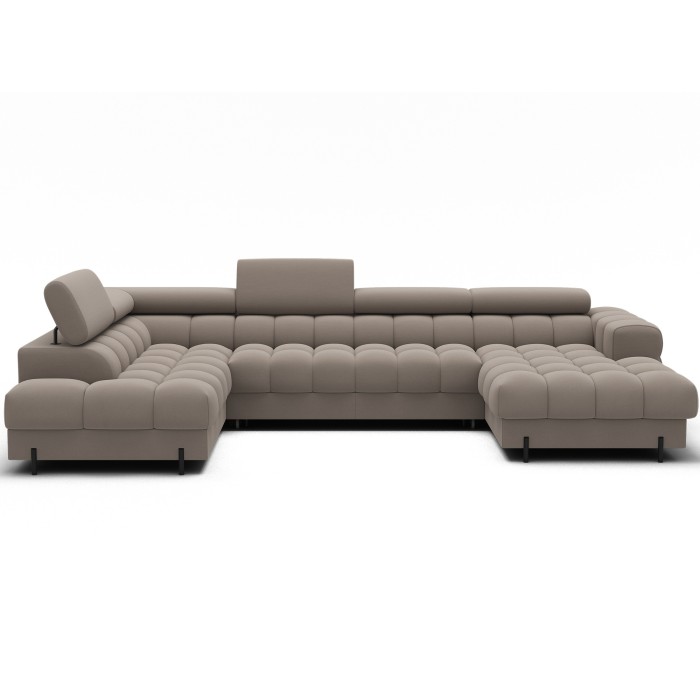 Canapé panoramique convertible Beige angle gauche FERARIA 358x93x202cm 