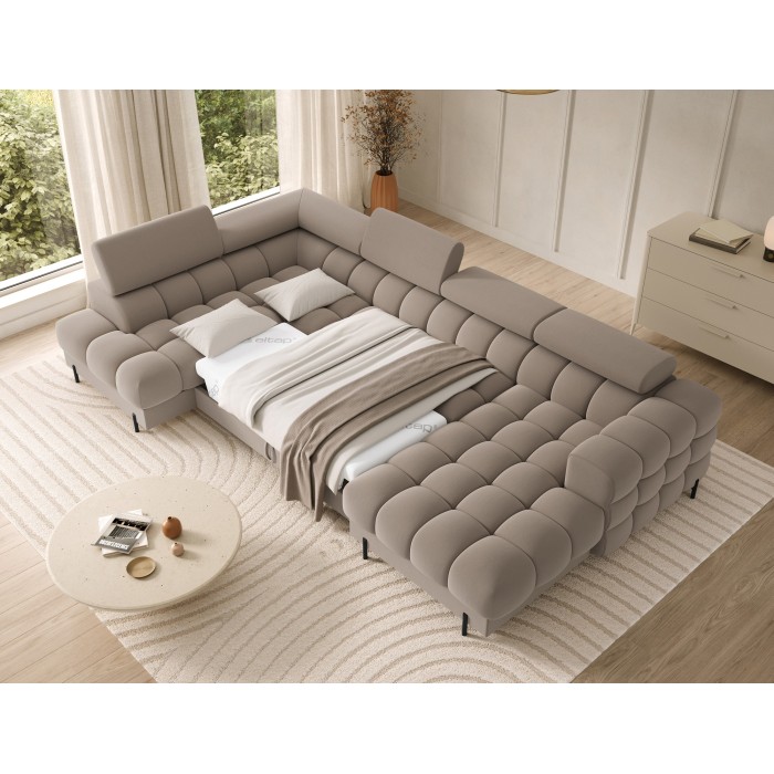Canapé panoramique convertible Beige angle gauche FERARIA 358x93x202cm 