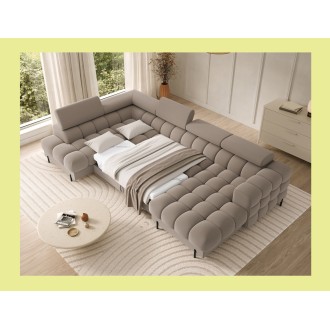Canapé panoramique convertible Beige angle gauche FERARIA 358x93x202cm 