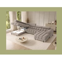 Canapé panoramique convertible Beige angle gauche FERARIA 358x93x202cm 