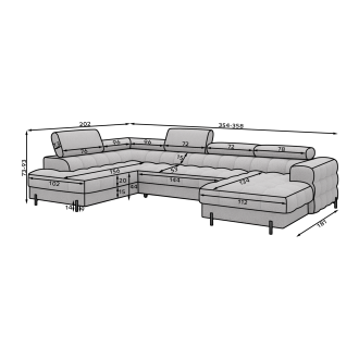 Canapé panoramique convertible Beige angle gauche FERARIA 358x93x202cm 