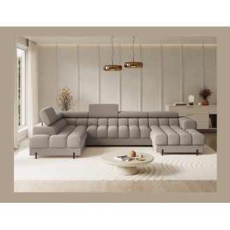 Canapé panoramique convertible Beige angle gauche FERARIA 358x93x202cm 