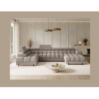 Canapé panoramique convertible Beige angle gauche FERARIA 358x93x202cm 