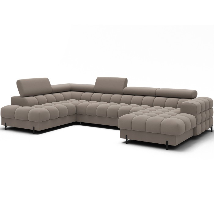 Canapé panoramique convertible Beige angle gauche FERARIA 358x93x202cm 