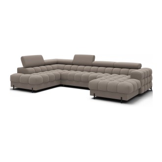 Canapé panoramique convertible Beige angle gauche FERARIA 358x93x202cm 