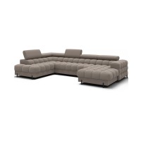 Canapé panoramique convertible Beige angle gauche FERARIA 358x93x202cm 