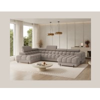 Canapé panoramique convertible Beige angle gauche FERARIA 358x93x202cm 