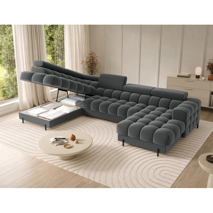Canapé panoramique Gris foncé angle gauche FERARIA salon contemporain 