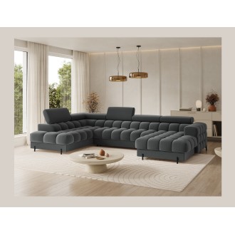 Canapé panoramique Gris foncé angle gauche FERARIA salon contemporain 