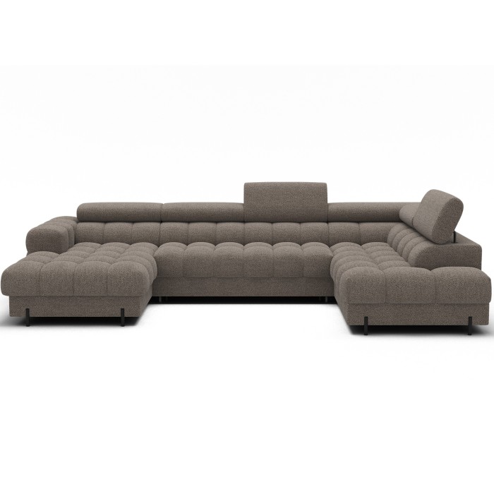 Canapé panoramique convertible Beige foncé angle droit FERARIA 358x93x202cm 