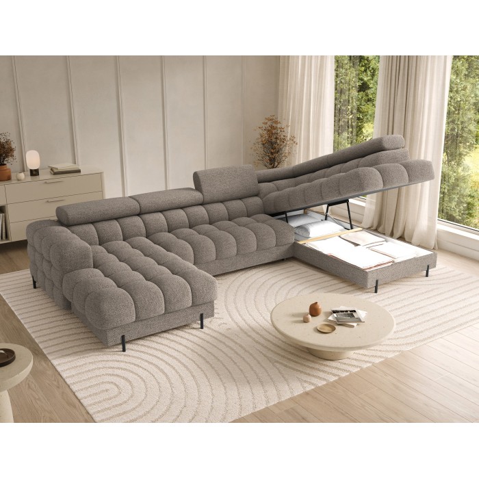 Canapé panoramique convertible Beige foncé angle droit FERARIA 358x93x202cm 