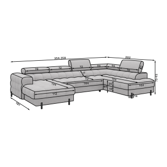 Canapé panoramique convertible Beige foncé angle droit FERARIA 358x93x202cm 
