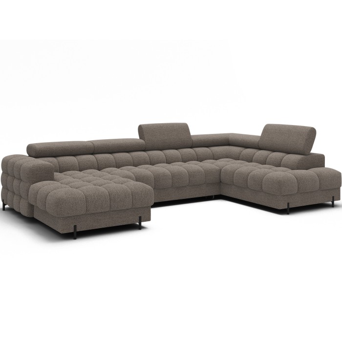 Canapé panoramique convertible Beige foncé angle droit FERARIA 358x93x202cm 