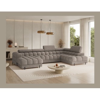 Canapé panoramique convertible Beige foncé angle droit FERARIA 358x93x202cm 