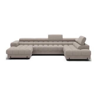 Canapé panoramique convertible Beige clair angle droit FERARIA 358x93x202cm 