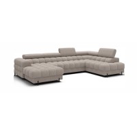 Canapé panoramique convertible Beige clair angle droit FERARIA 358x93x202cm 