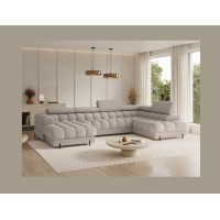 Canapé panoramique convertible Beige clair angle droit FERARIA 358x93x202cm 