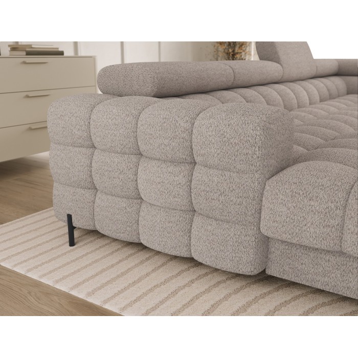 Canapé panoramique convertible Beige clair angle droit FERARIA 358x93x202cm 