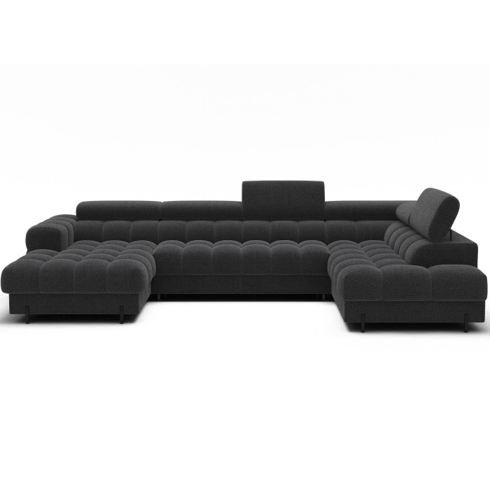 Canapé panoramique convertible Charbon angle droit FERARIA 358x93x202cm 