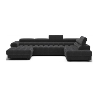 Canapé panoramique convertible Charbon angle droit FERARIA 358x93x202cm 