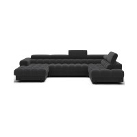 Canapé panoramique convertible Charbon angle droit FERARIA 358x93x202cm 