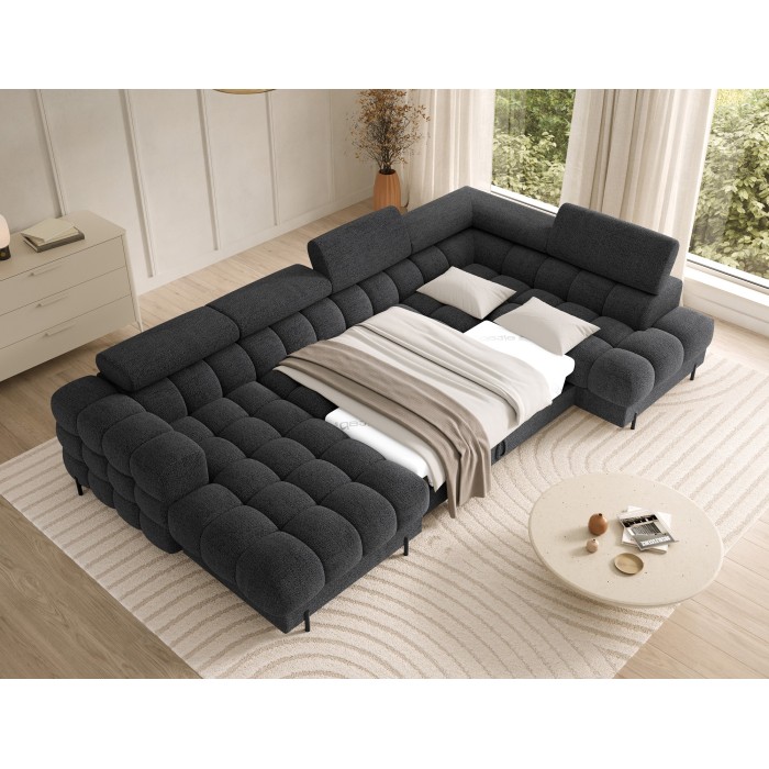 Canapé panoramique convertible Charbon angle droit FERARIA 358x93x202cm 