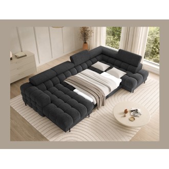 Canapé panoramique convertible Charbon angle droit FERARIA 358x93x202cm 