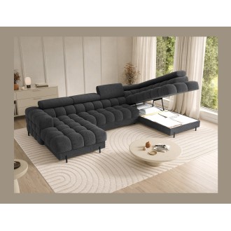Canapé panoramique convertible Charbon angle droit FERARIA 358x93x202cm 
