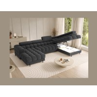 Canapé panoramique convertible Charbon angle droit FERARIA 358x93x202cm 