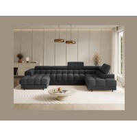 Canapé panoramique convertible Charbon angle droit FERARIA 358x93x202cm 