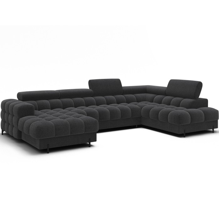 Canapé panoramique convertible Charbon angle droit FERARIA 358x93x202cm 
