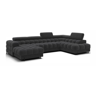 Canapé panoramique convertible Charbon angle droit FERARIA 358x93x202cm 