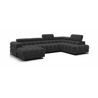 Canapé panoramique convertible Charbon angle droit FERARIA 358x93x202cm 