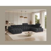Canapé panoramique convertible Charbon angle droit FERARIA 358x93x202cm 