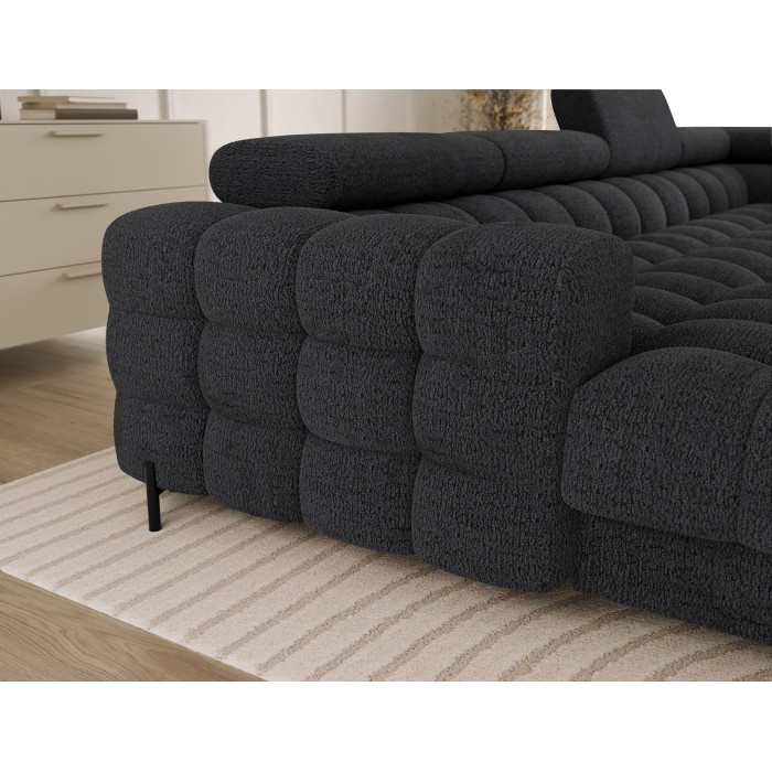 Canapé panoramique convertible Charbon angle droit FERARIA 358x93x202cm 