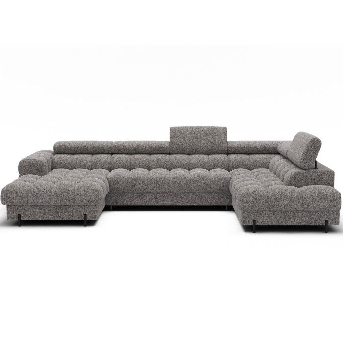 Canapé panoramique convertible Gris chiné angle droit FERARIA 358x93x202cm 