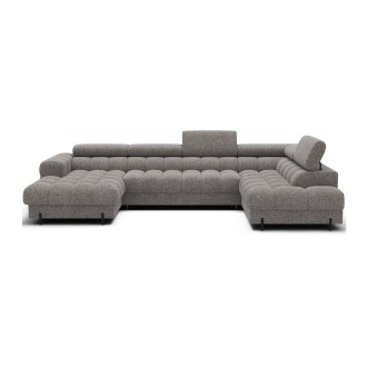 Canapé panoramique convertible Gris chiné angle droit FERARIA 358x93x202cm 