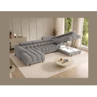 Canapé panoramique convertible Gris chiné angle droit FERARIA 358x93x202cm 