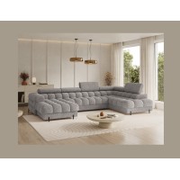 Canapé panoramique convertible Gris chiné angle droit FERARIA 358x93x202cm 
