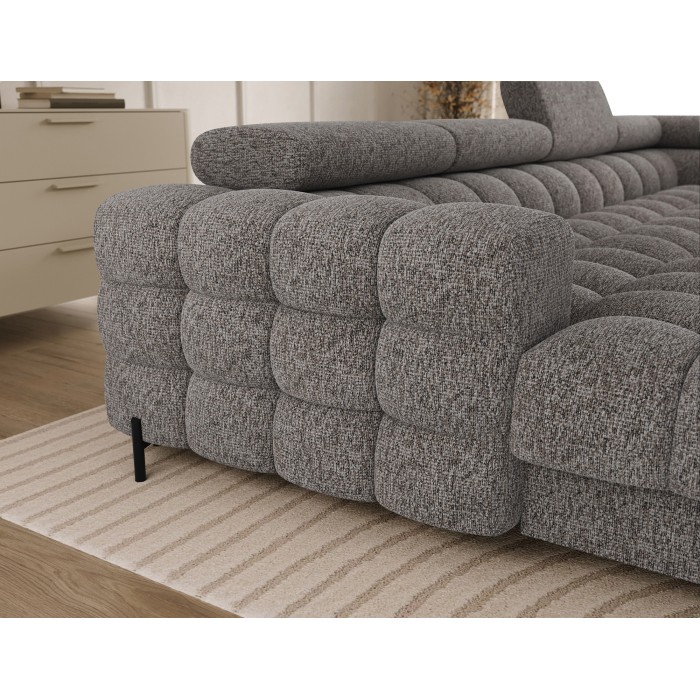 Canapé panoramique convertible Gris chiné angle droit FERARIA 358x93x202cm 